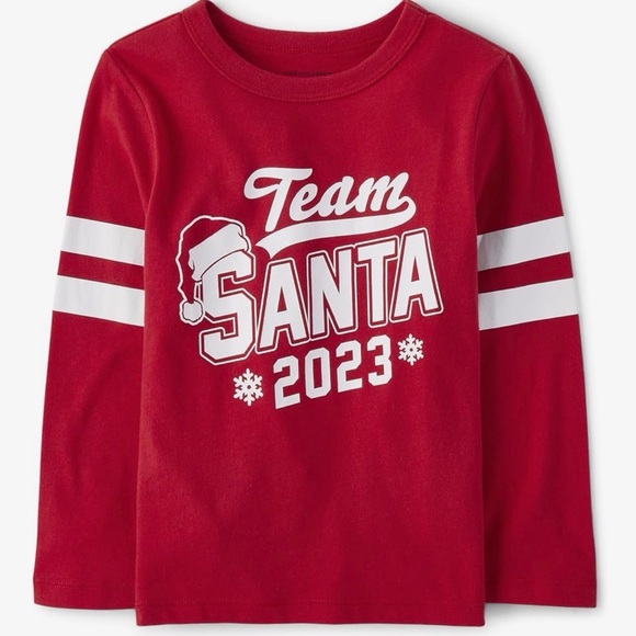 The Children's Place Other - The Children's Place Festive Red Santa Long Sleeve Tee
